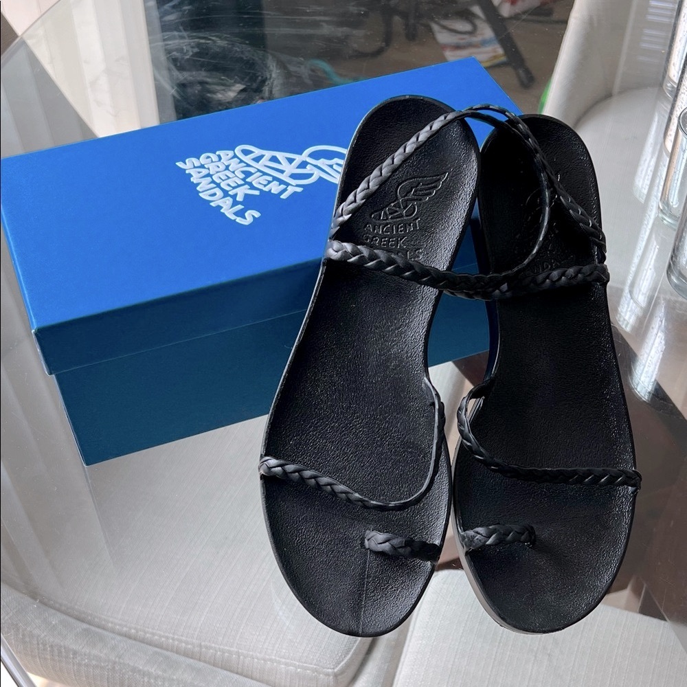 Ancient Greek Sandals Braided Black Women's Sandals Eletheria-jelly-black 39